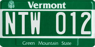 VT license plate NTW012