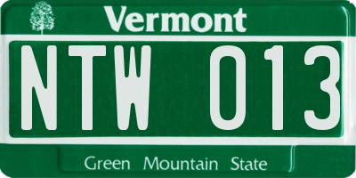VT license plate NTW013
