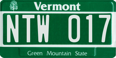 VT license plate NTW017