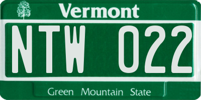 VT license plate NTW022
