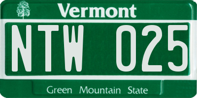 VT license plate NTW025