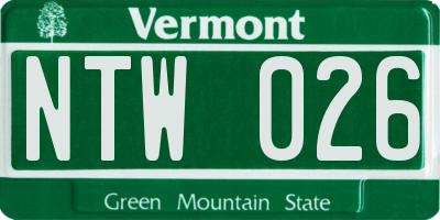 VT license plate NTW026