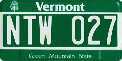 VT license plate NTW027