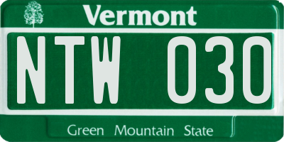 VT license plate NTW030