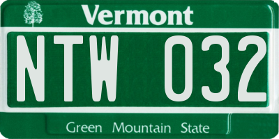VT license plate NTW032