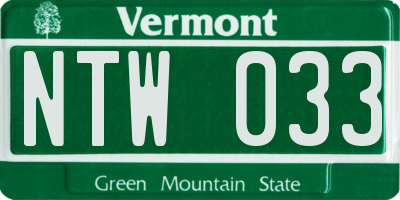 VT license plate NTW033