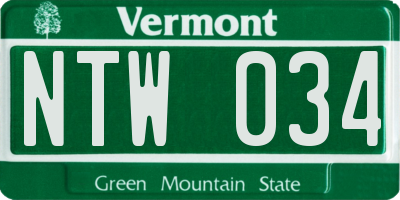 VT license plate NTW034