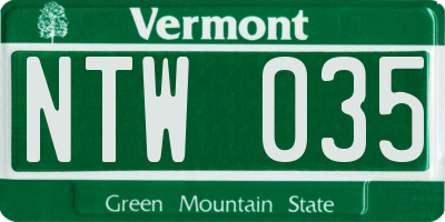 VT license plate NTW035