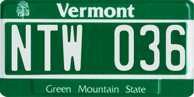VT license plate NTW036