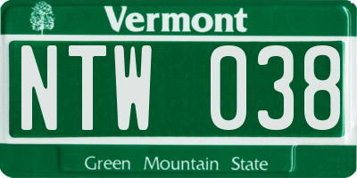 VT license plate NTW038