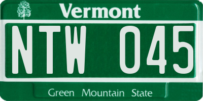 VT license plate NTW045