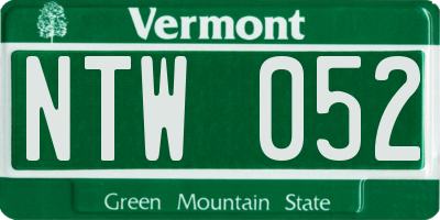 VT license plate NTW052