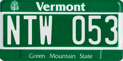 VT license plate NTW053