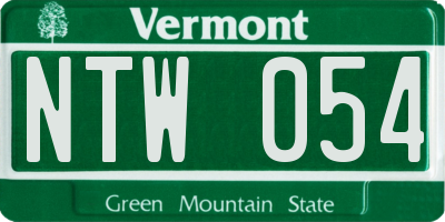 VT license plate NTW054