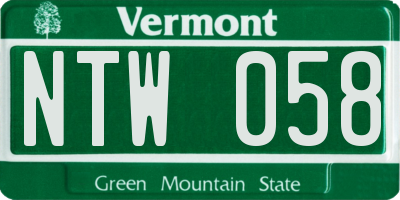 VT license plate NTW058