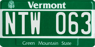 VT license plate NTW063