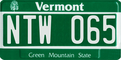 VT license plate NTW065