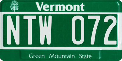 VT license plate NTW072