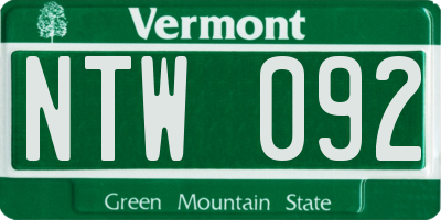 VT license plate NTW092