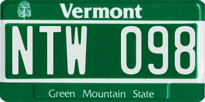 VT license plate NTW098