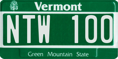 VT license plate NTW100