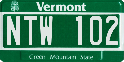 VT license plate NTW102