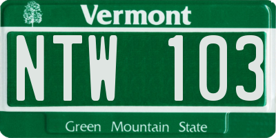 VT license plate NTW103
