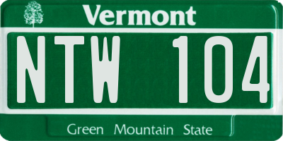 VT license plate NTW104