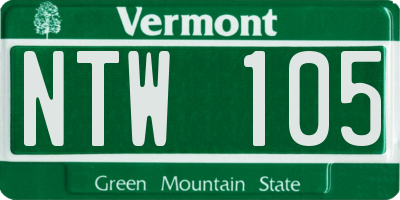 VT license plate NTW105