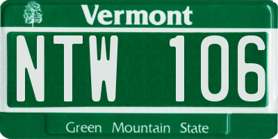 VT license plate NTW106