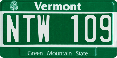 VT license plate NTW109
