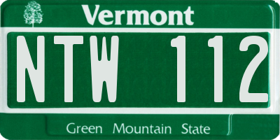 VT license plate NTW112