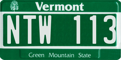 VT license plate NTW113