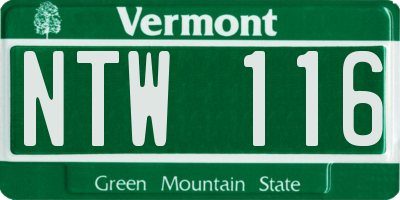 VT license plate NTW116