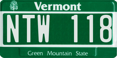 VT license plate NTW118
