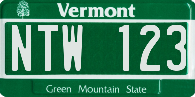 VT license plate NTW123