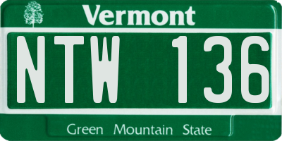 VT license plate NTW136