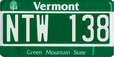 VT license plate NTW138