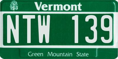 VT license plate NTW139