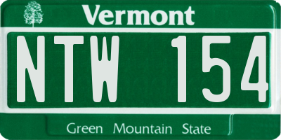 VT license plate NTW154