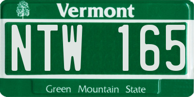 VT license plate NTW165