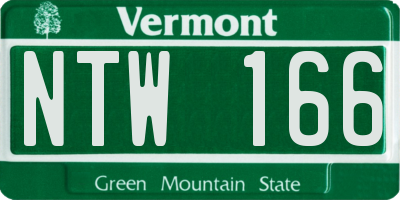VT license plate NTW166