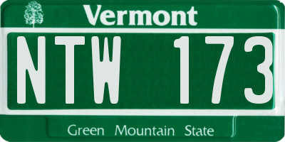 VT license plate NTW173