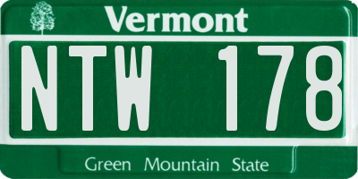 VT license plate NTW178