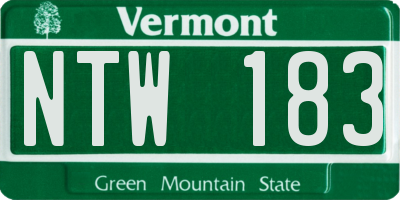 VT license plate NTW183
