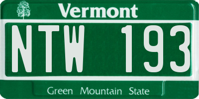 VT license plate NTW193