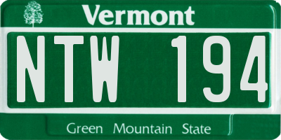 VT license plate NTW194