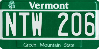 VT license plate NTW206