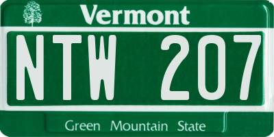 VT license plate NTW207