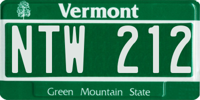 VT license plate NTW212